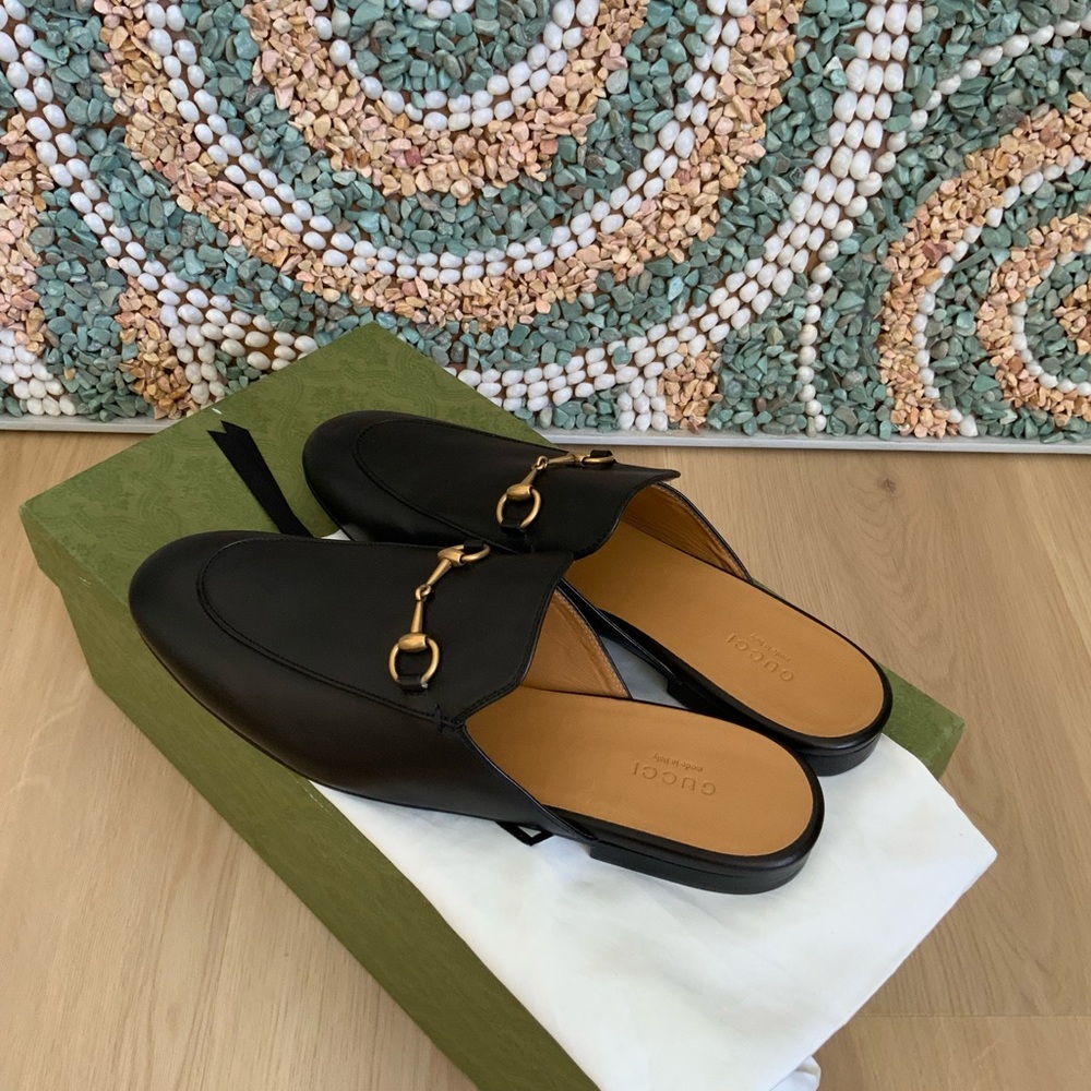 Gucci Black Leather Horsebit Backless Loafers - Picture 4 of 8
